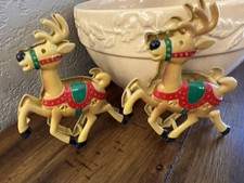 2 REPLACEMENT DEER for Christmas Santa & Reindeer Hard Pastic Light Set