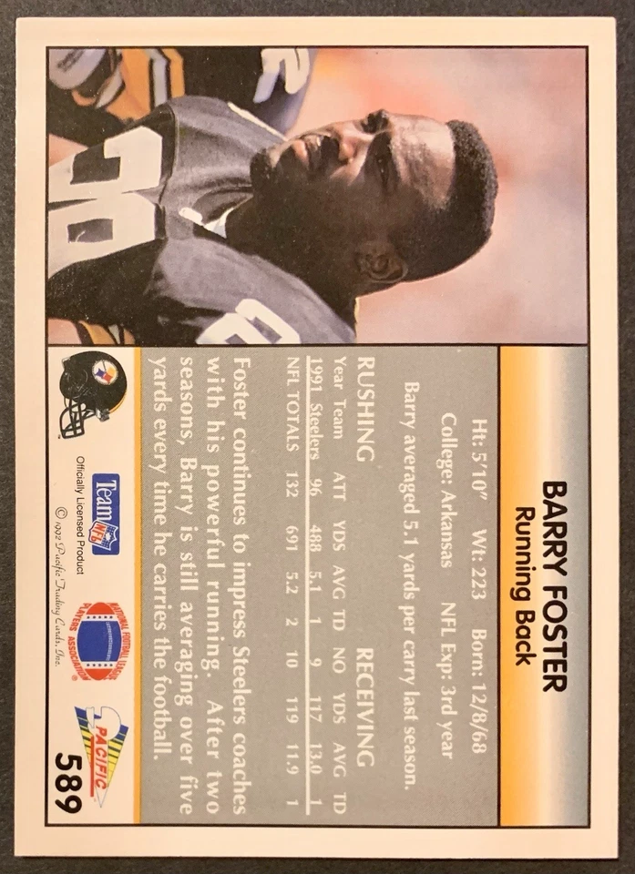 1992 Pacific - Barry Foster #589 - Image 2 of 2