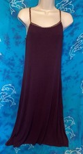 Victoria  s Secret  21 Purple Eggplant Soft Modal Leopard Print Trim Long Gown M