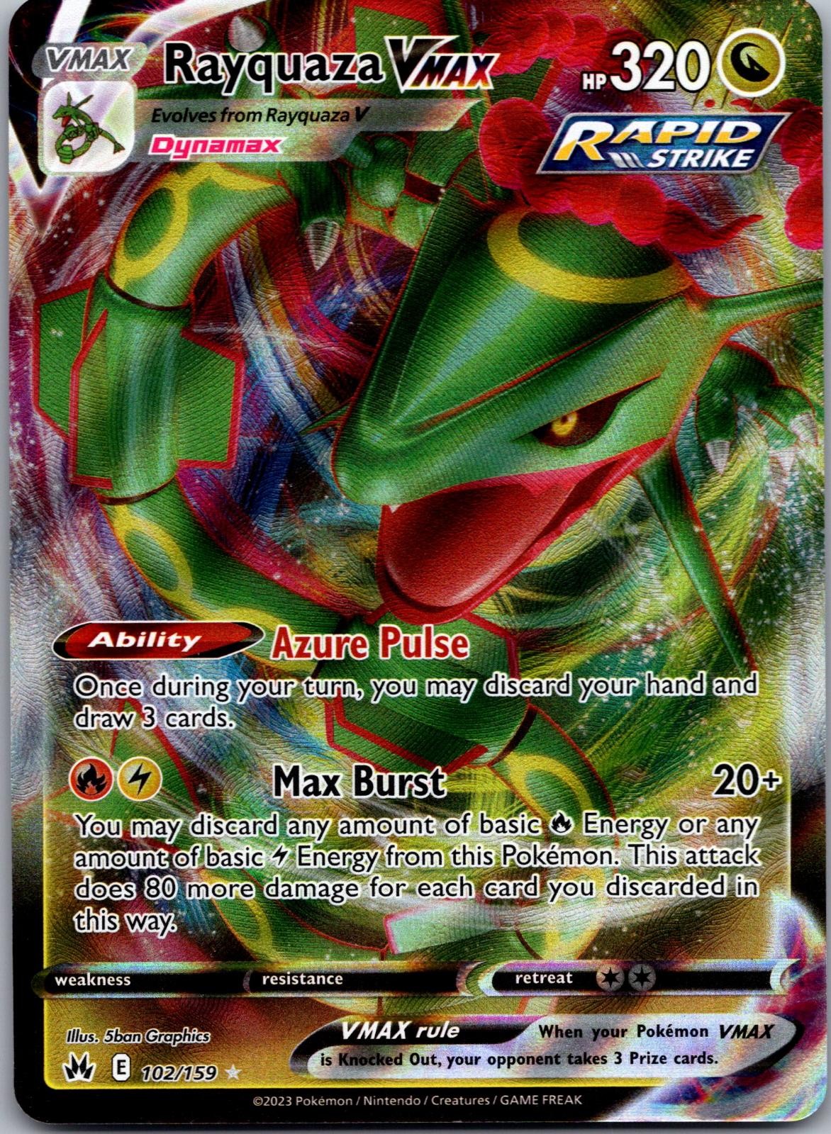 Rayquaza VMAX 102/159 Holo VMAX Rare Crown Zenith Pokemon Lightly Played