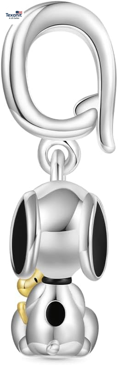 Peanuts Snoopy Pendant Dangle Charm Bracelet for Women, S925