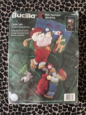 BUCILLA Golfing Santa Felt Christmas Stocking Kit 1996 Vtg 83383 18" Diagonal