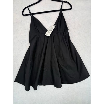 Zara Top Women's Medium Black Tank Top Bohemian Triangle Oversized Wide NEW$50