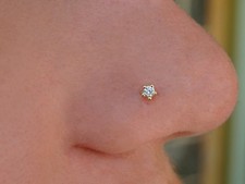 0.05ct Round Natural Diamond 5-Prong Nose pin For Daughter 14k Yellow GolD