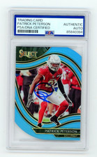 2020 Select Patrick Peterson signed auto Light Blue Prizm Die-Cut PSA Slab