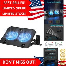 Metal Mesh Laptop Cooler with Phone Stand  Blue LED - For 10-15.6 Inch Laptops