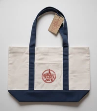 Trader Joe’s Large Navy Blue Canvas Tote Reusable Grocery Shopping Market Bag