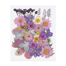 35 Pcs Dried Pressed Flower Leaves Bulk for Resin, Dark Purple