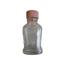 Vintage 3 Oz Bayer Aspirin Bottle Pink Lid Clear Glass Etching Side 11 On Bottom