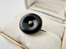 Antique Victorian Mourning Button Brooch Pin C Clasp Gold Filled Jet Chip Read