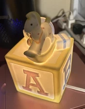 Nursery Alphabet Block Porcelain Night Light Teddy Bear/Rocking Horse/Ball VTG
