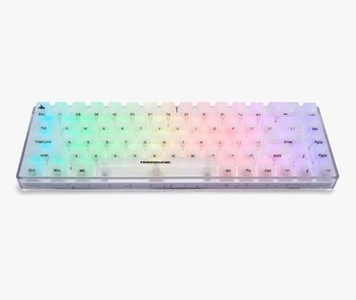 Higround Crystal Opal Basecamp 65% Mechanical USB Wired Gaming Keyboard, Whit...