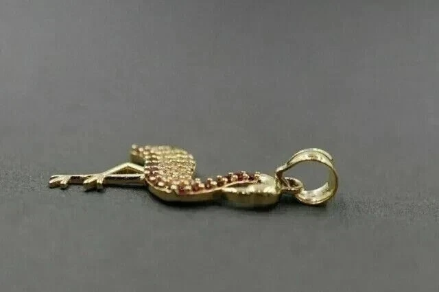 1.5CT Round Cut Created Red Ruby Women's Flamingo Pendant 14K Yellow Gold Finish - Image 3 of 4