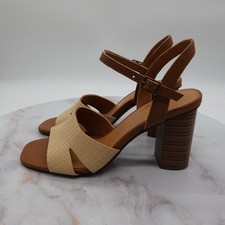 Indigo Rd Shoes Womens 8 M Beige Woven Block High Heel Sandals Antia