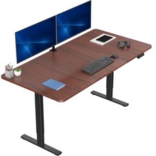 VIVO Electric 71 x 36 Stand Up Desk, Dark Walnut Table Top, Black Frame