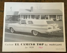 1959 Custom El Camino Top By Marklane 2-sided Advertisement Photo Card 1959 Custom El Camino Top By Marklane 2-sided Advertisement Photo Card