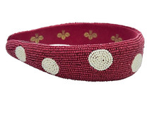 Maroon Polka Dot Beaded Sequin Headband Stylish Fun Statement Hairband