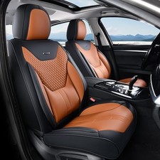 Car Seat Covers with Lumbar Support, Front Covers for Front Pair Black-Brown