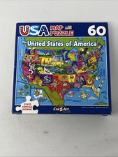 USA Map Puzzle 60 Piece Kids New Sealed with State Capitals Age 6 9  X 11  