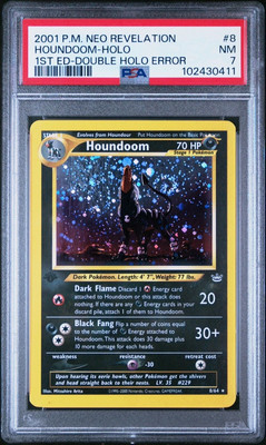 Pokemon Neo Revelation 1st Ed houndoom Holo #8 DOUBLE HOLO ERROR