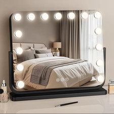 Hollywood Vanity Mirror, 50x42cm Large Makeup Mirror with Lights, 360° Rotation,