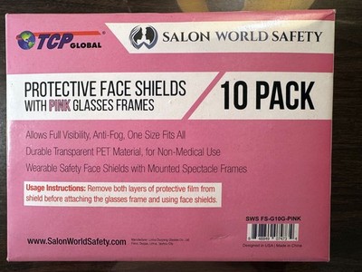 TCP Global Salon World Safety Clear Protective Face Shields W/ Frames Open Box 9