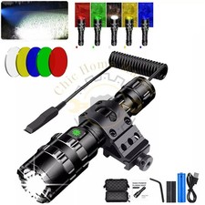 Tactical Police Rifle Gun Flashlight Rechargeable Picatinny Rail Mount  Switch