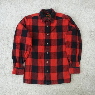 Boston Traders Hemd Herren Small rot schwarz Buffalo Karo Flanell Grunge Arbeitshemd