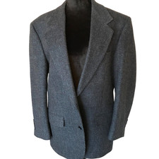 VTG 80s Evan-Picone Sport Coat, Black Gray Wool Tweed Blazer Approx. Size 42