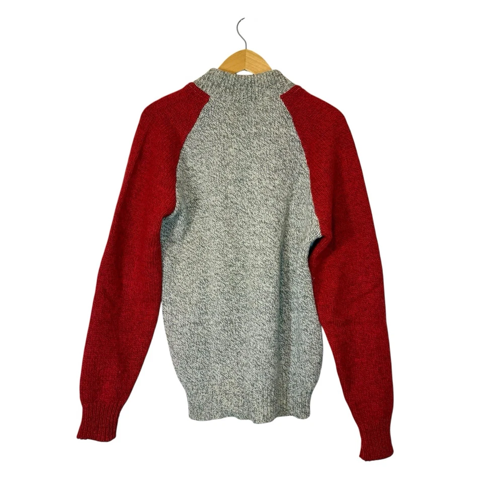 Suéter De Colección Cabelas Para Hombre Talla MD Lana Manga Raglán Rojo Gris Hecho en EE. UU. Foto 3 de 4
