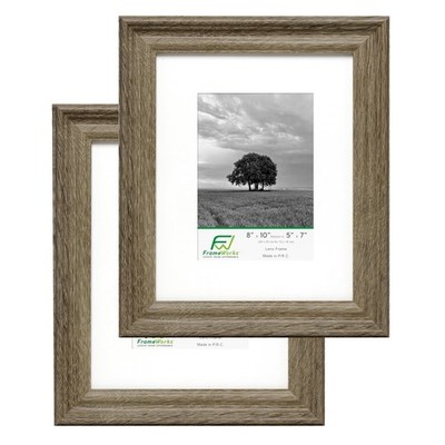 - 2-Pack - 8  x 10  Matted to 5'' x 7'' Rustic Farmhouse Wooden Picture Frames ...