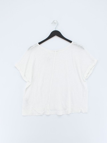 Whistles Women's T-Shirt M White 100% Linen Short Sleeve Round Neck Basic - Picture 2 of 5