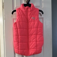 PUMA Girls Pink Puffer Vest Full Zip Insulated Size 5 Sleeveless