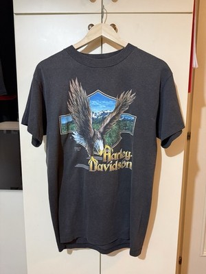 Vintage Faded Harley Davidson Of Long Branch Eagle 3D Emblem Shirt Herren L 1990