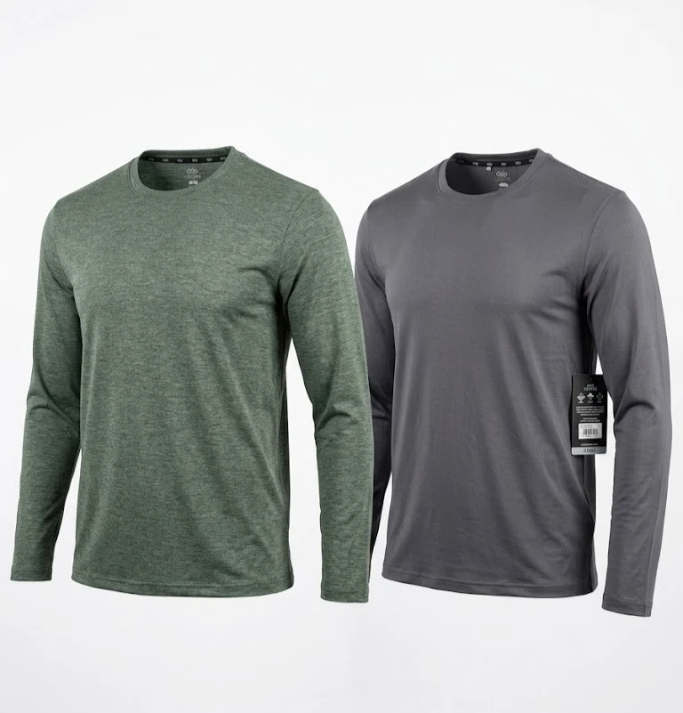 LEG3ND Inspire Men's Long Sleeve Active Shirts 2-Pack Gray Size L NWT