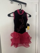 Black Fuchsia Velvet Figure Skating/Dance Dress Size C12