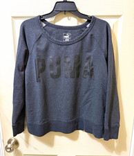 PUMA Womens Gray Logo Graphic Print Crew Neck Pullover Sweatshirt Size L