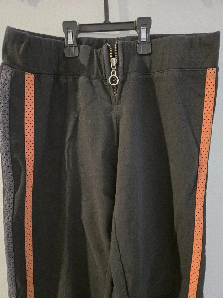 2 PARES Y2K Harley Davidson Mujer Pantalones deportivos a rayas Pierna acampanada Naranja Talla M Foto 3 de 4