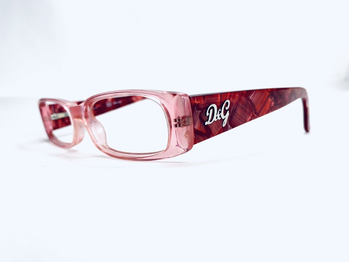 Dolce & Gabbana Pink Lucite Rectangular Glasses Red Pearl Dolce & Gabbana Pink Lucite Rectangular Glasses Red Pearl