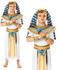 White Pharaoh Costume Boys Egyptian Fancy Dress Outfit Book Day Kids