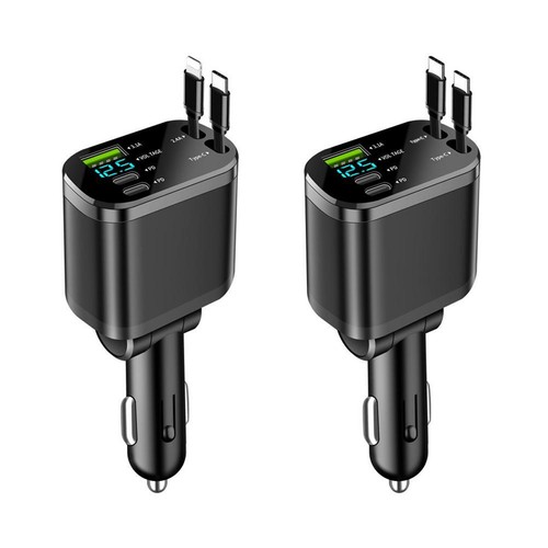 5in1 LED Digital Voltmeter Thermometer 5V Cigarette Lighter USB Car Charger V4W2