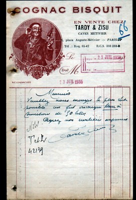PARIS (XX°) WEINE & ALKOHOL KELLER METIVIER ''TARDY & ZISU'' Werbung COGNAC BISQUIT