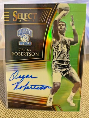 OSCAR ROBERTSON 2018-19 PANINI SELECT AUTO NEON GREEN PRIZM HOF 