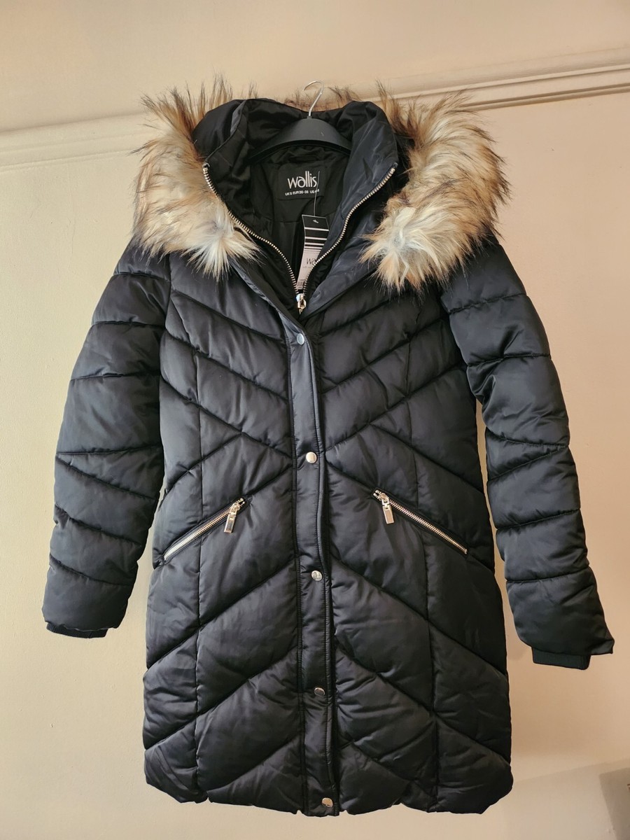 Fur Wallis Revere Coat Fur Wallis Puffer Coat Wallis Black Faux