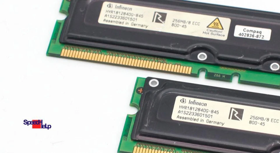 512mb 2x256mb RDRAM PC800 RIMM ECC Infineon HYR1812840G-845 800-45 Server RAM - Image 2 of 3