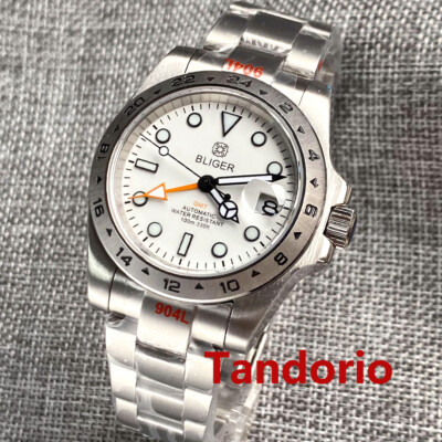 39mm Bliger Sapphire Glass GMT Automatic Men's Watch Oyster Strap 24 hours Bezel