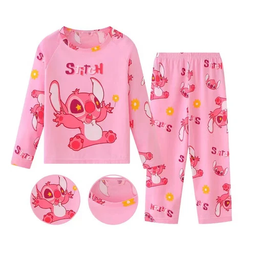2pcs/set lilo Stitch Pyjamas Sets Kid Home Wear Travel Casual Sleepwear Suit - Picture 13 of 27