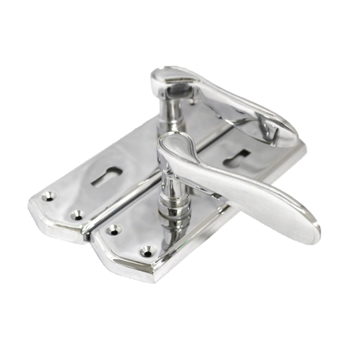 Premium Chrome Internal Door Lock Handles Long Back Plate & 3 Lever Sash Lock x6 - Picture 3 of 10