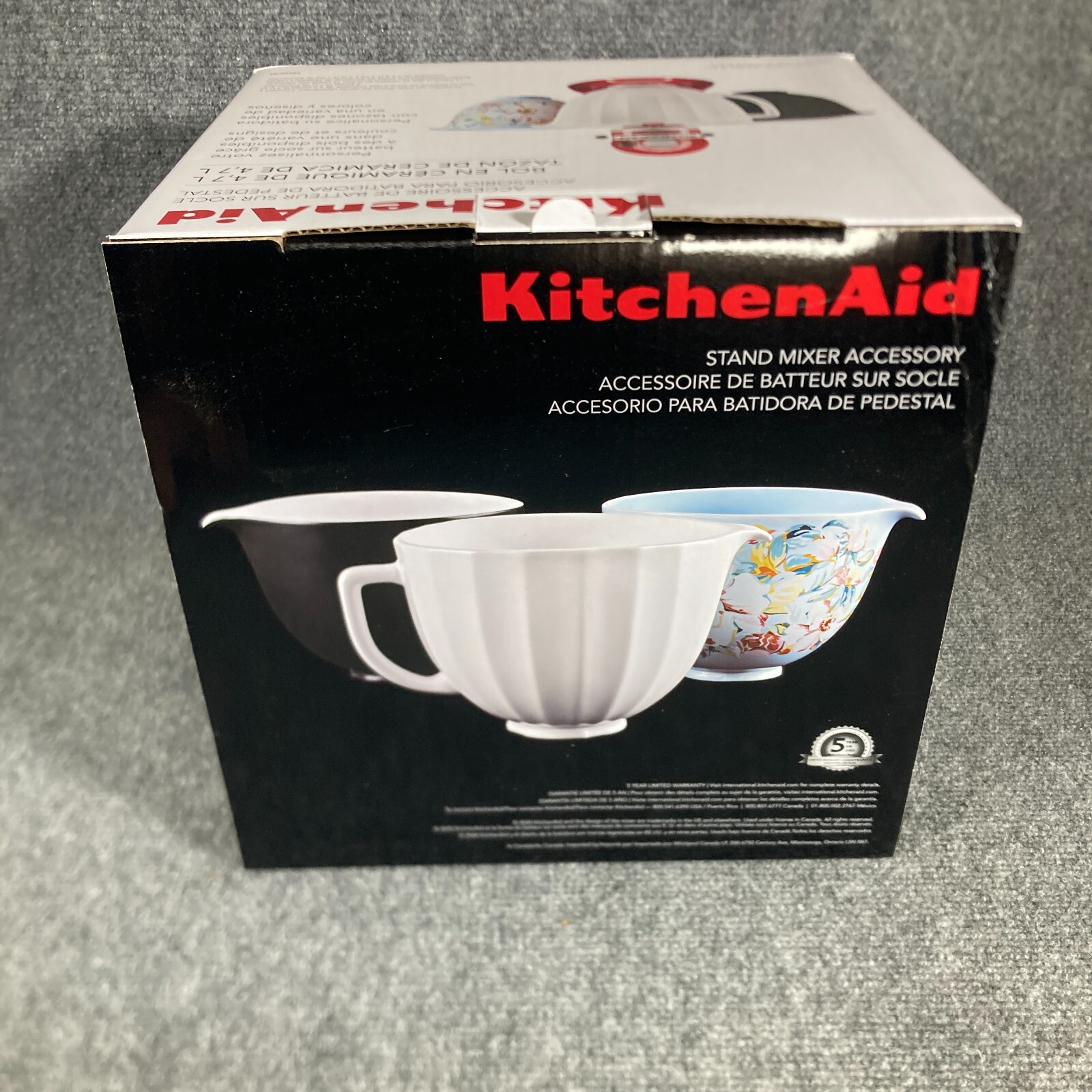 NEW KitchenAid Stand Mixer 5-qt 4.7-L Ceramic Bowl Black White Inside NIB
