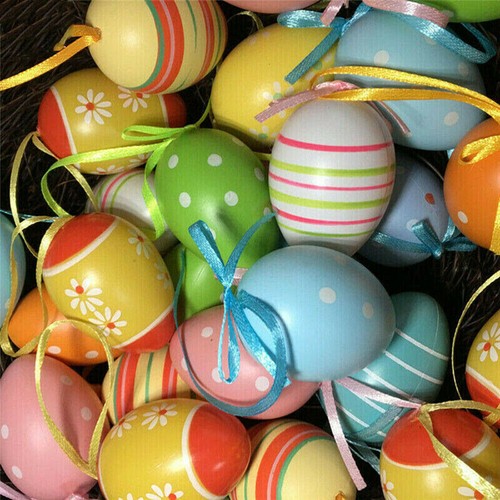 12PCS Colorful Painted Easter Eggs Hanging Ornaments for DIY Crafts Home Decor